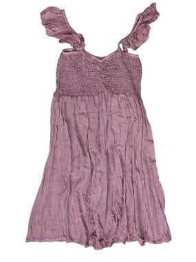 Raviya Sz M Coverup Dusty Rose Smocked Sundress with Ruffled Straps Boho Summer.